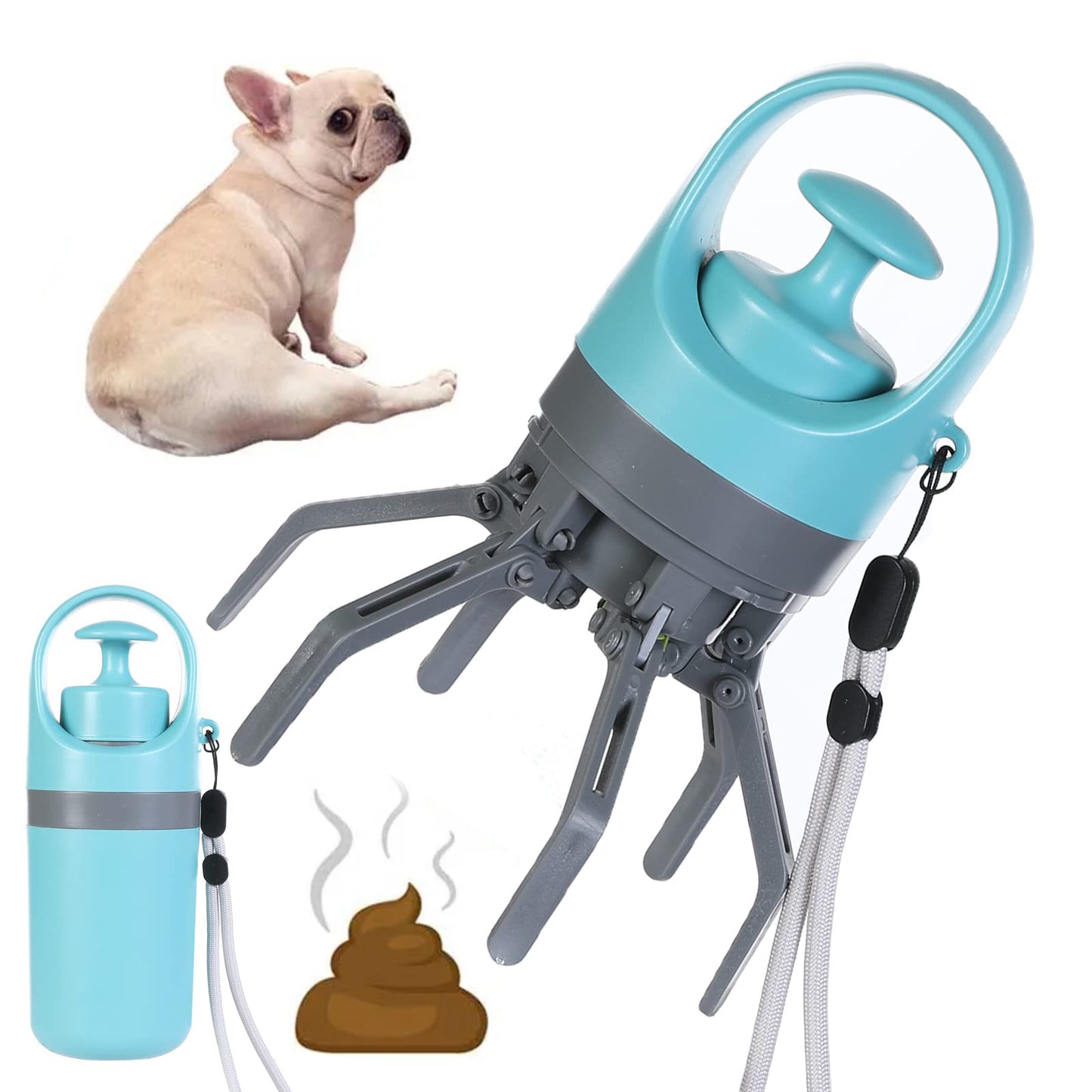Portable Lightweight Dog Pooper Scooper with Built-In Poop Bag Dispenser Eight-Claw Shovel for Pet Toilet Picker Pet Products